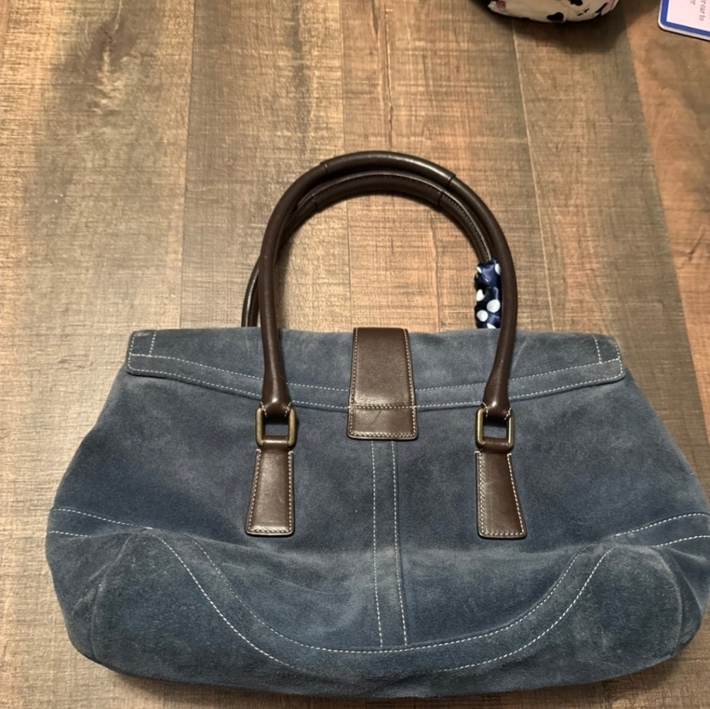 COACH VINTAGE SUEDE, BLUE SOHO-Hampton Satchel 9507 FREE SHIPPING - Picture 3 of 14